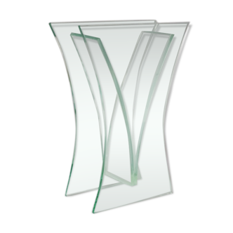 Vase des années 1960 en cristal acide, couleur aigue-marine, fabriqué en Italie