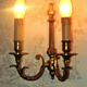 Pair french vintage cast bronze traditional empire style double wall lights
