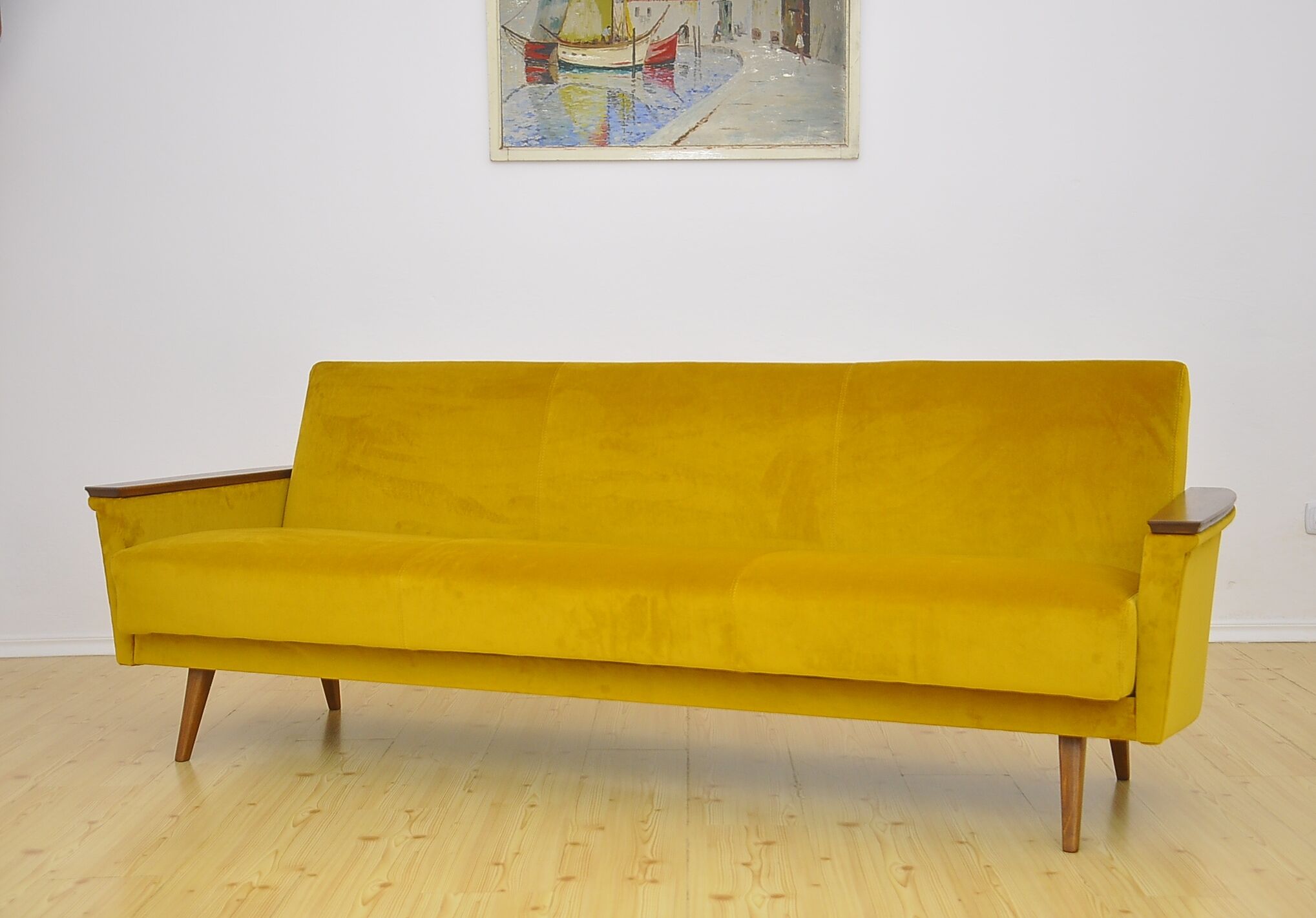 Velvet Daybed Sofa with fold-out function, 1960s