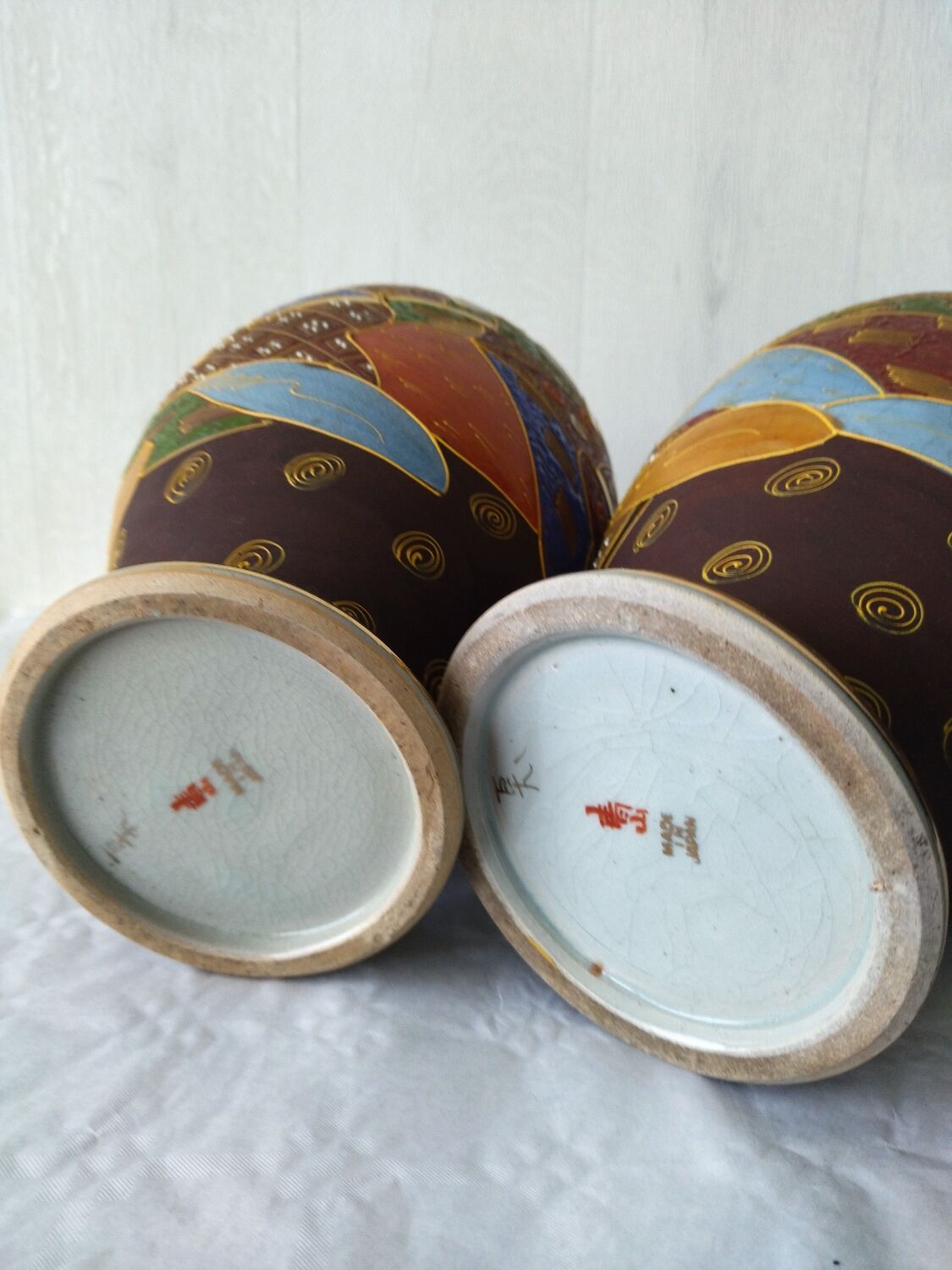 Pair of vintage satsuma vases