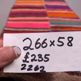 Old Turkish narrow Kilim Runner 266x58 cm shabby chic, vintage kelim