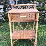 Vintage rattan bedside table