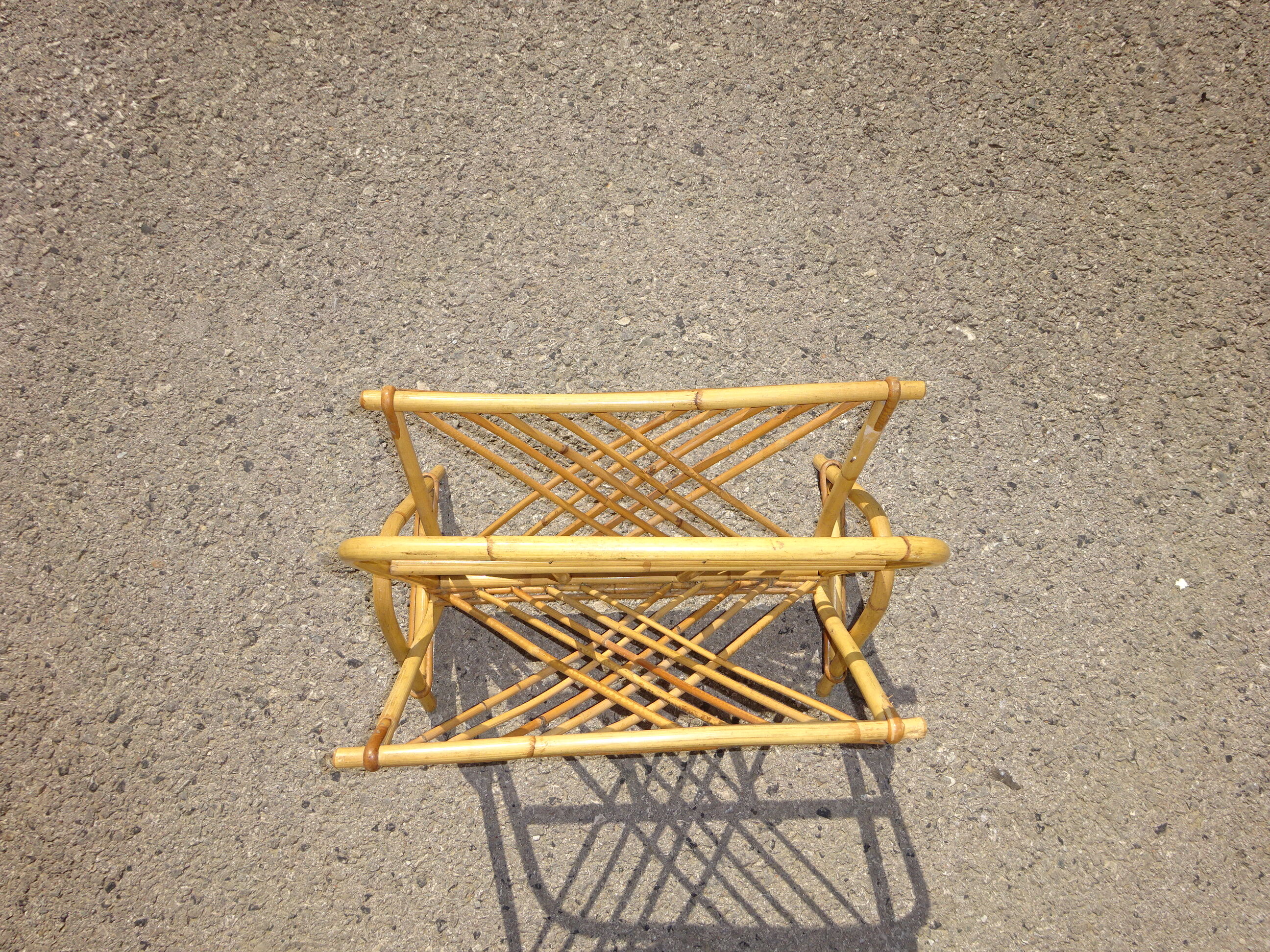Vintage rattan magazine holder