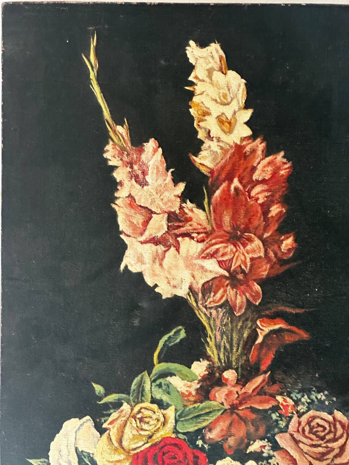 Floral still life signed Gérard Lecerf, oil on canvas, 1965 (Dun
