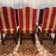 Suite de 6 chaises de style Louis XIII velours rayé