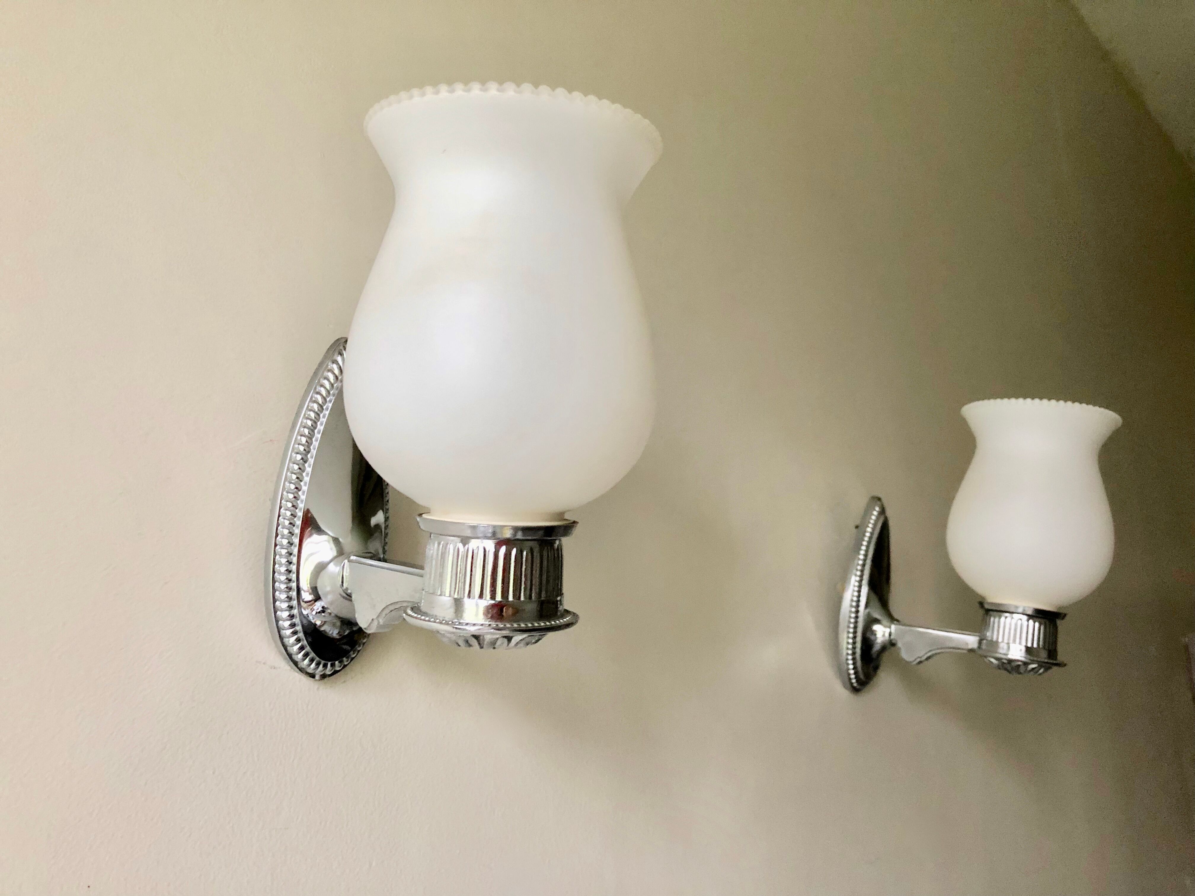 Pair of retro chrome wall lamps