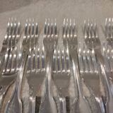 11 silver-plated fish forks and 11 fish knives by Christofle Vendome