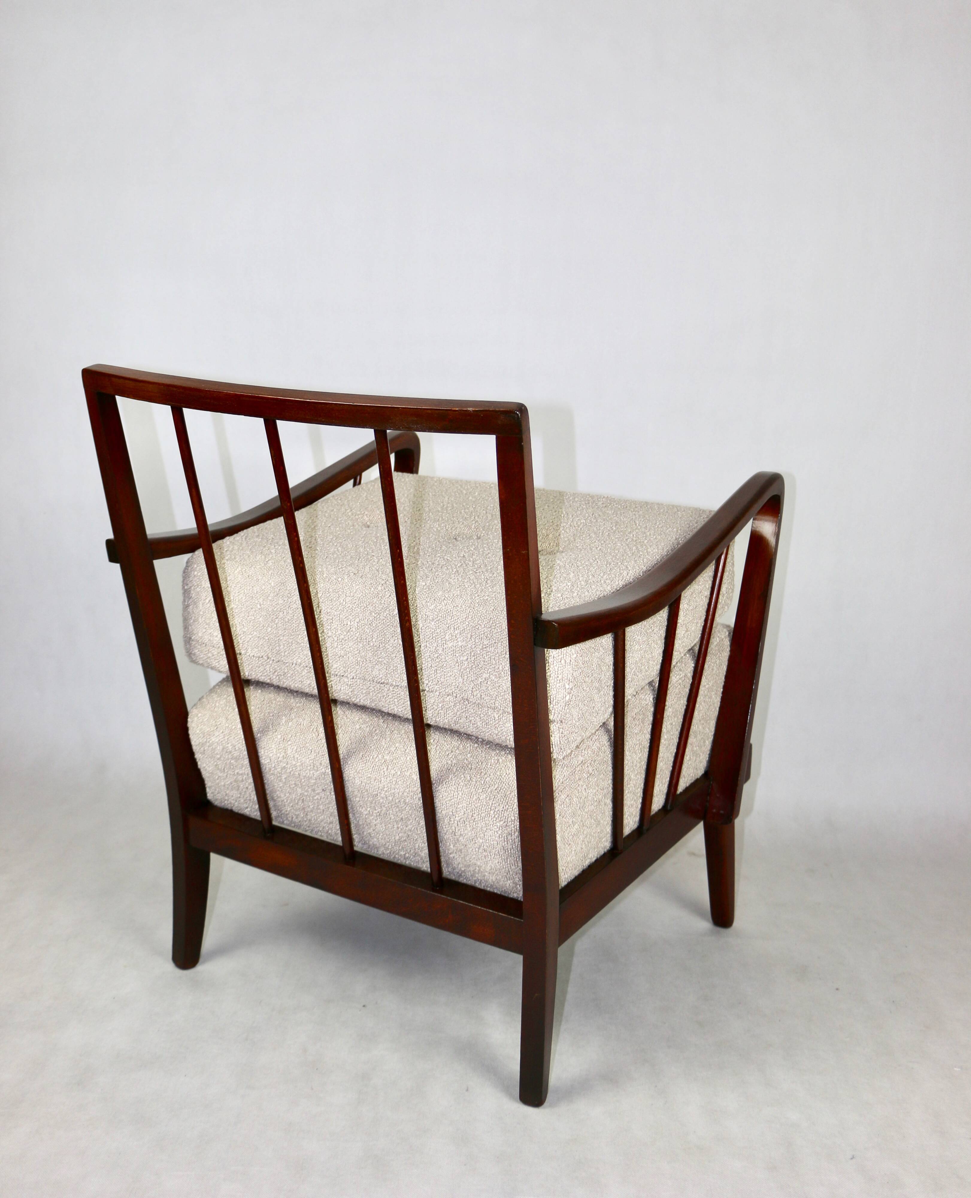 Art Deco Beige Boucle Armchair, 1960s