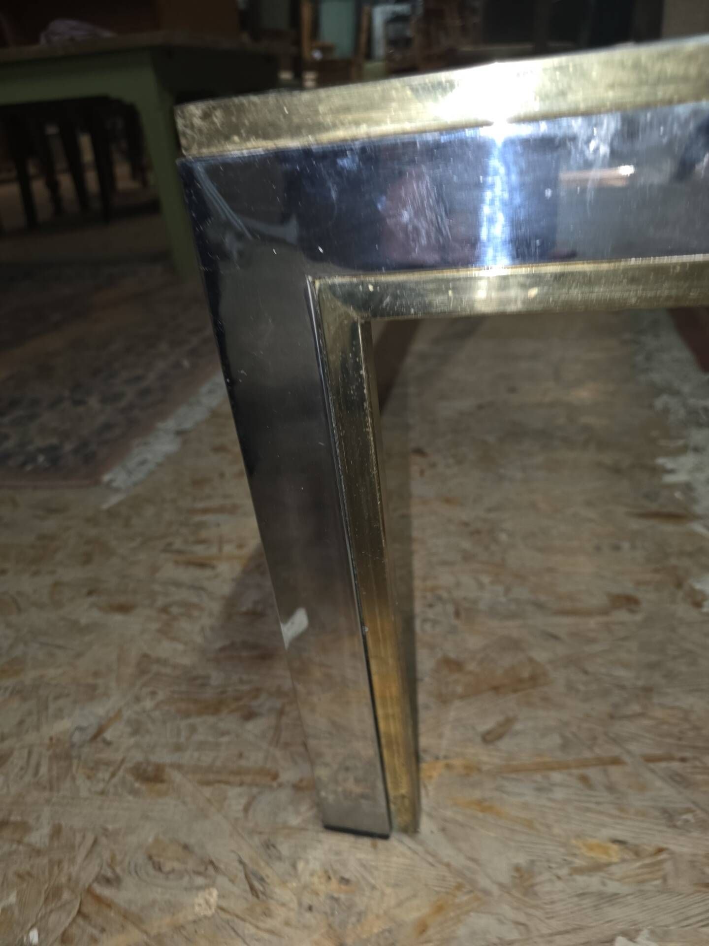 Chrome and gold metal coffee table by Romeo Rega from the 1970s.