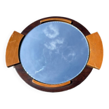 Art deco wood and mirror tray