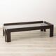 Table vintage années 70 en bois et verre design afra et tobia scarpa