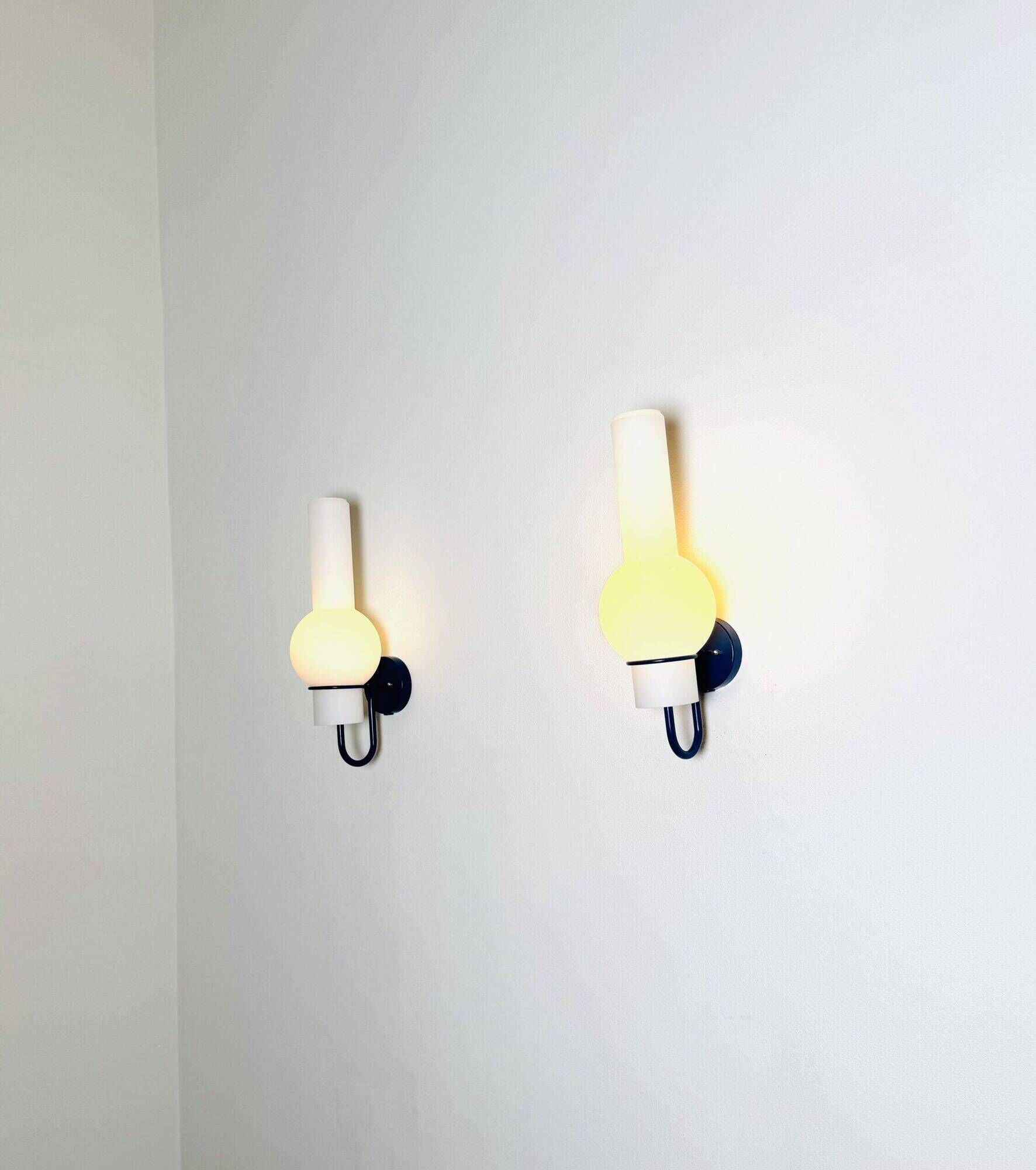 Model C1666 Quinquet Wall Lamps In Opal Glass By Raak Amsterdam, The Netherlands 1960S