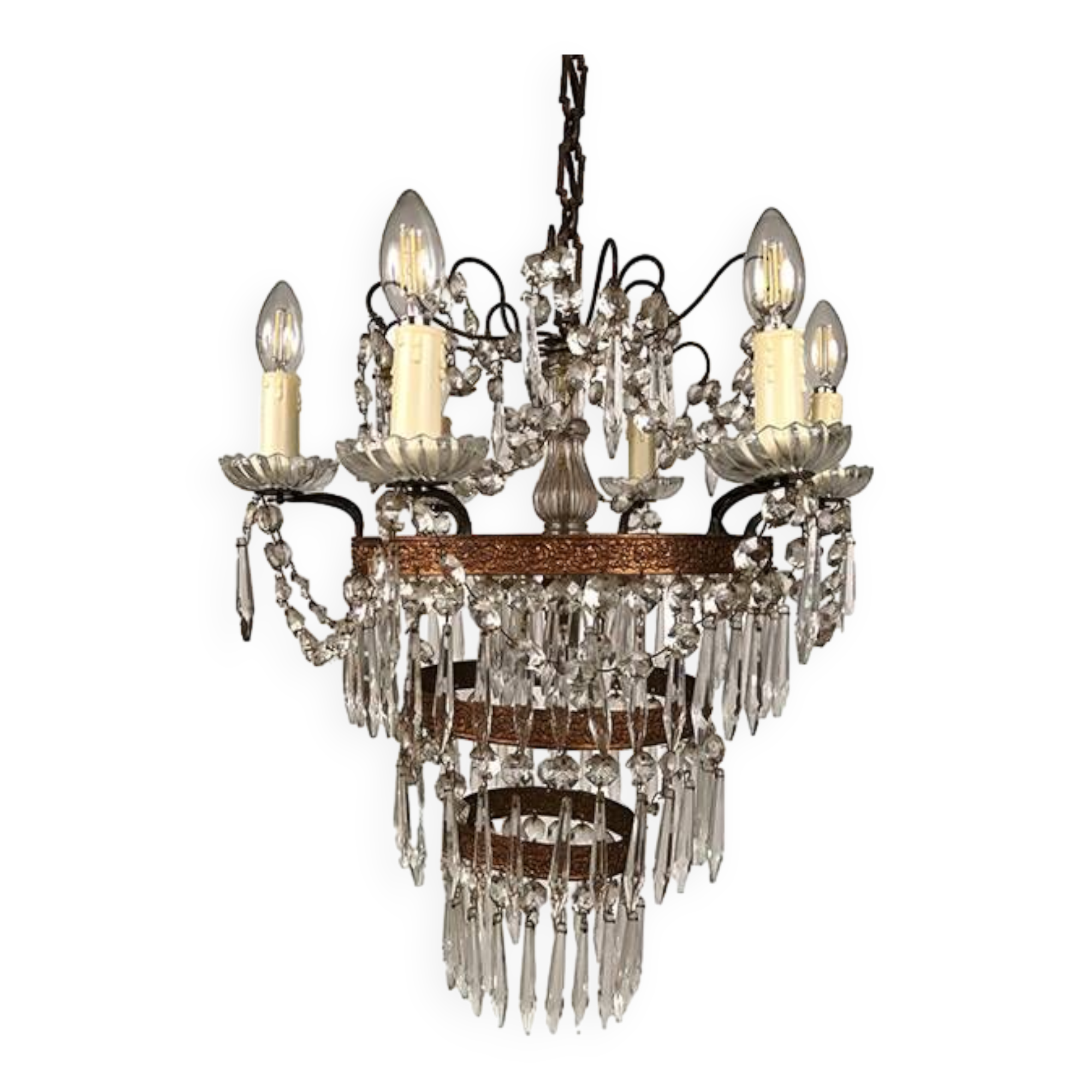 Chandelier with crystal pendants with seven lights, Louis XVI style