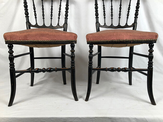 Pair of blackened wooden chairs Napoleon III era