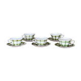 5 cups and saucers vichy 1950