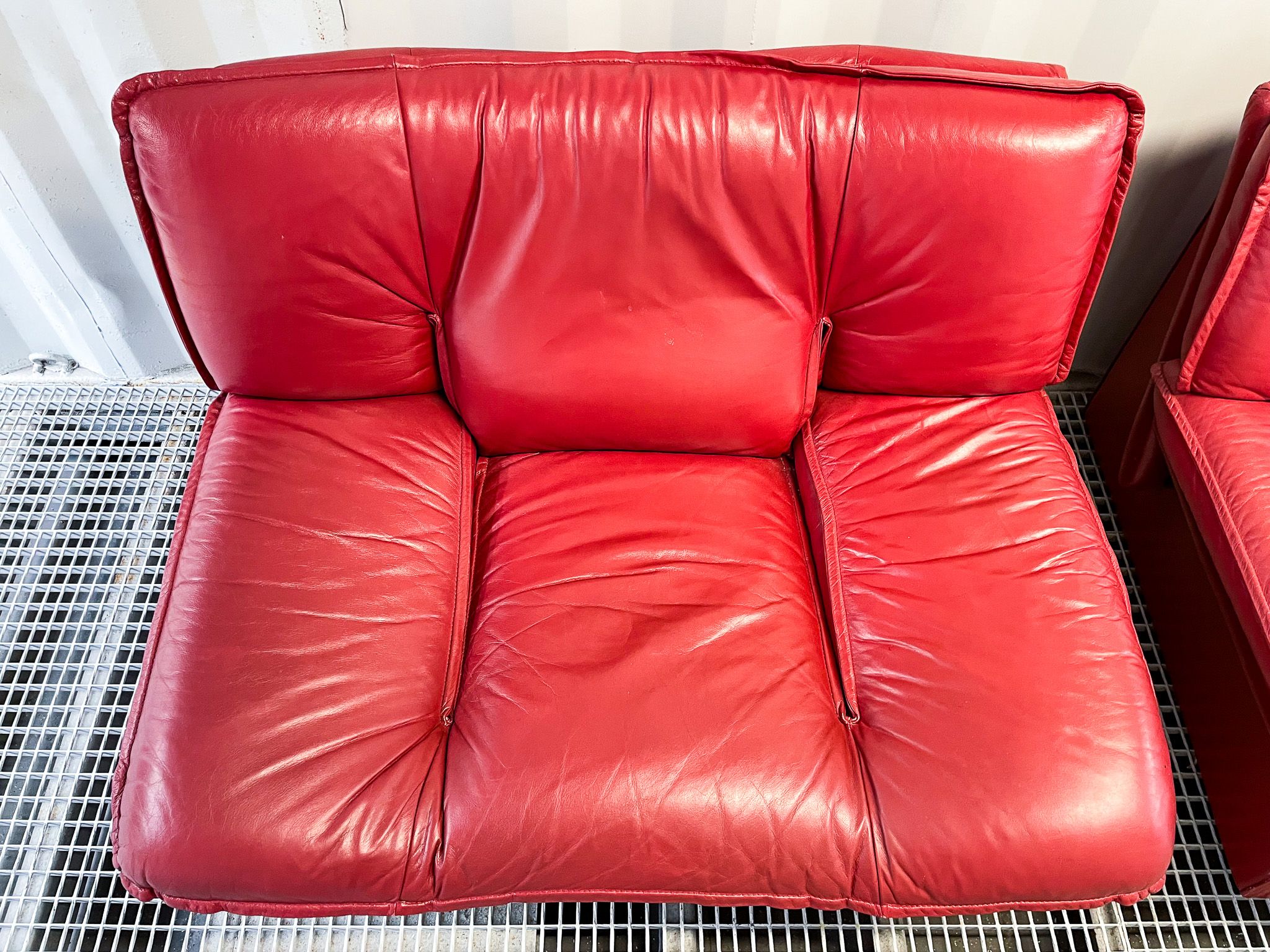 Nicoletti Salotti Italian Designer - Armchair and sofa set 2 places in red leather