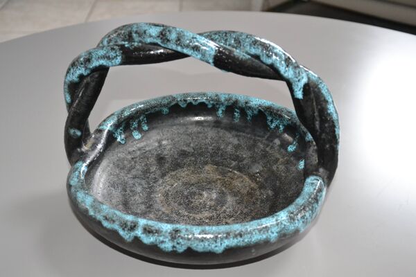 Coupe, panier tressé Accolay bleu turquoise