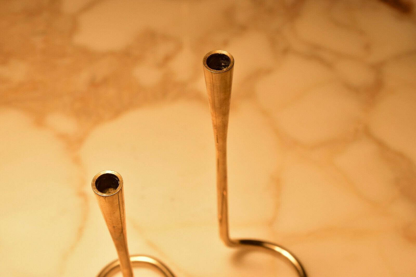 1950's German Serpentine Brass Candlesticks