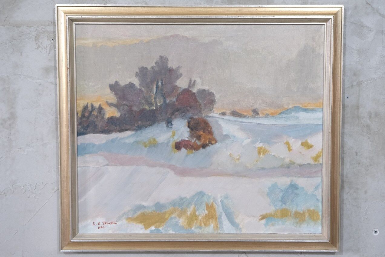 Scandinavian  Modern Painting, 1963, Oil on Canvas, Framed