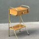 60s wooden and gold metal bedside table