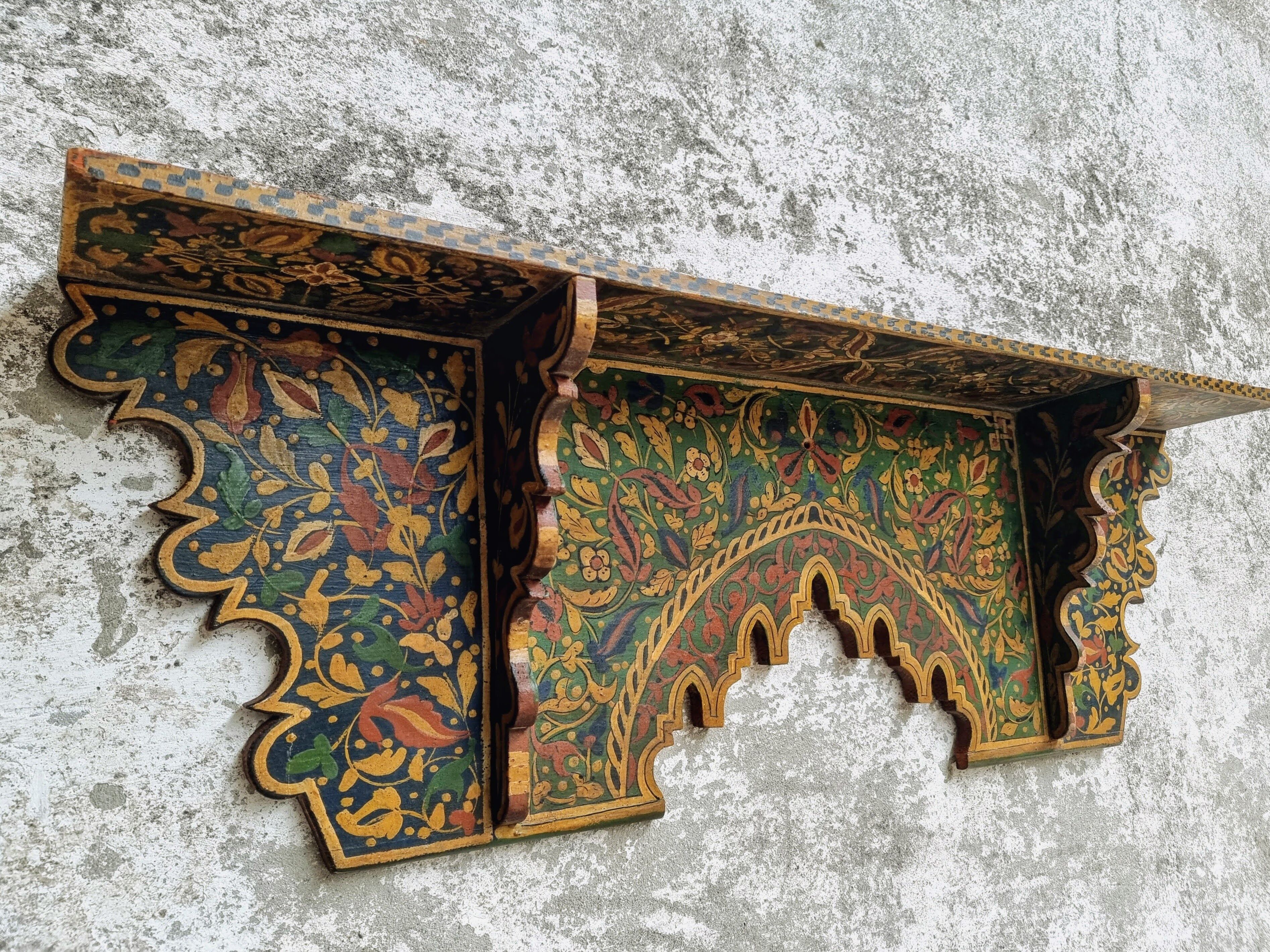 Old wall shelf wall rack handpainted