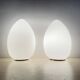 Set of 2 Vintage egg shaped opaline glass table lamp , 1970s