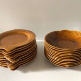 Fish service Sarreguemines vintage honey, 22 plates in total, hollow and flat