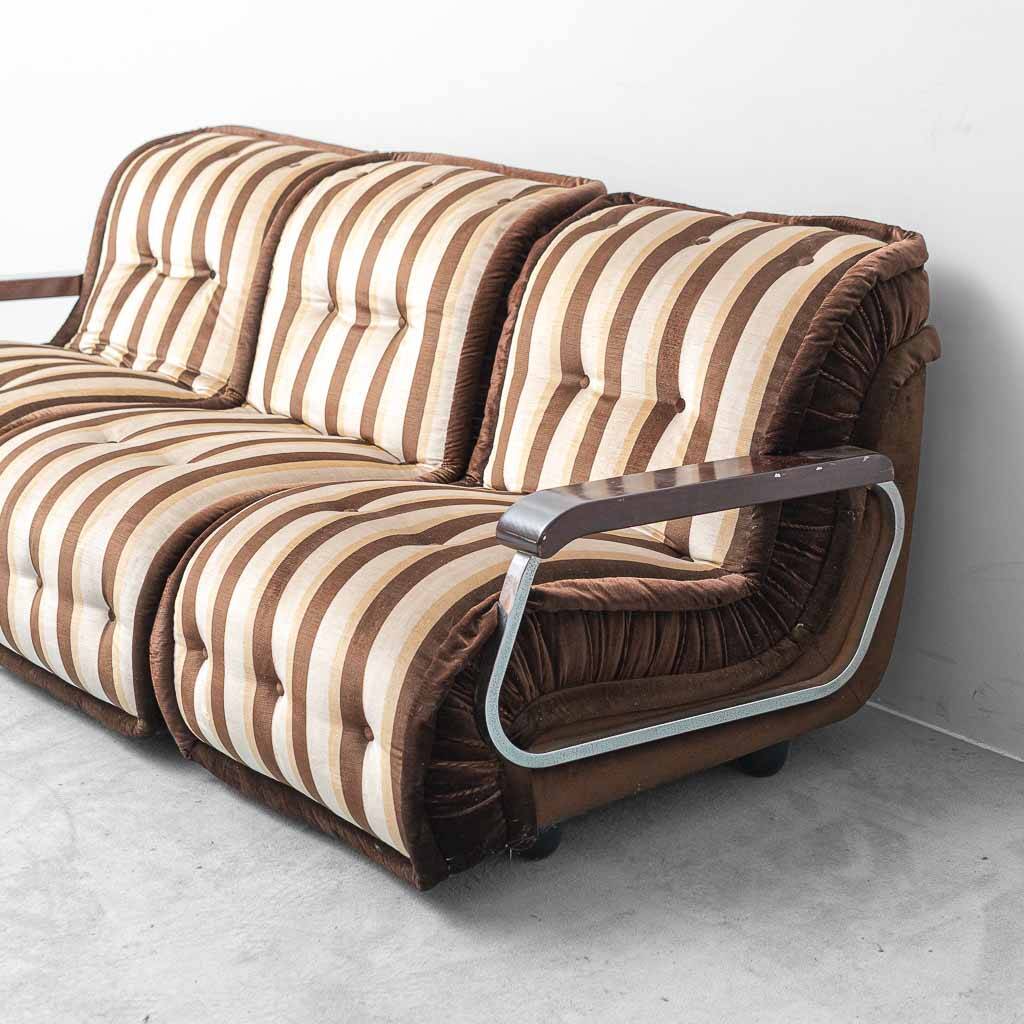 Canapé modulaire vintage Malga avec 3 modules en tissu rayé – années 1970