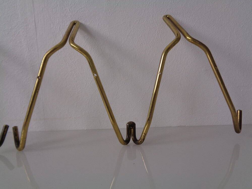 Mid-Century Brass Coat Hooks, 1950s, Set of 2
