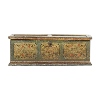 Coffre de mariée peint d'art populaire, 1753