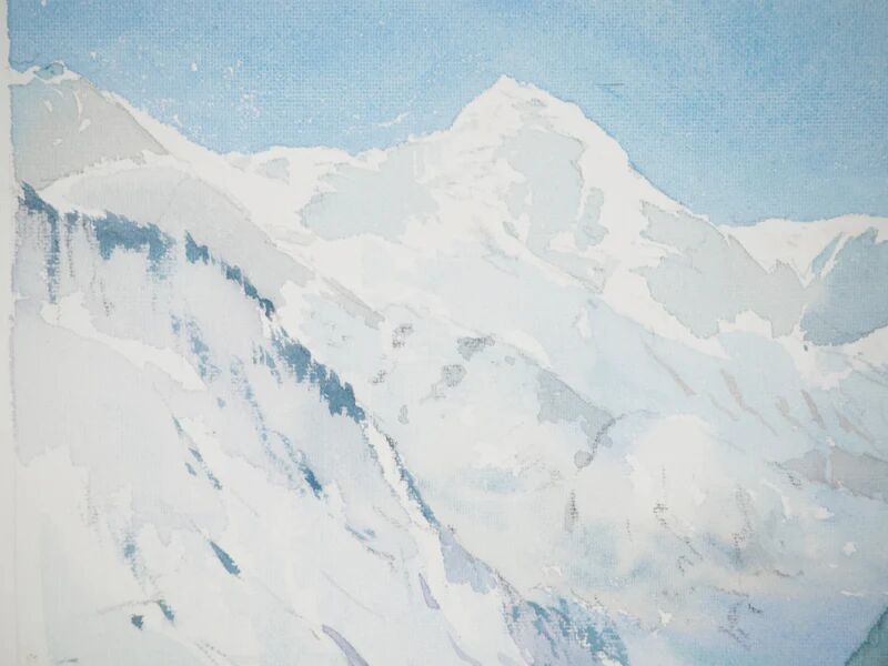René LEVERD: Switzerland, Harmony of the Heights, original signed watercolor