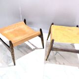 Pair of Ottomans, Rosewood and leather, by Liceu Das Artes e Oficios, Brazil 1960