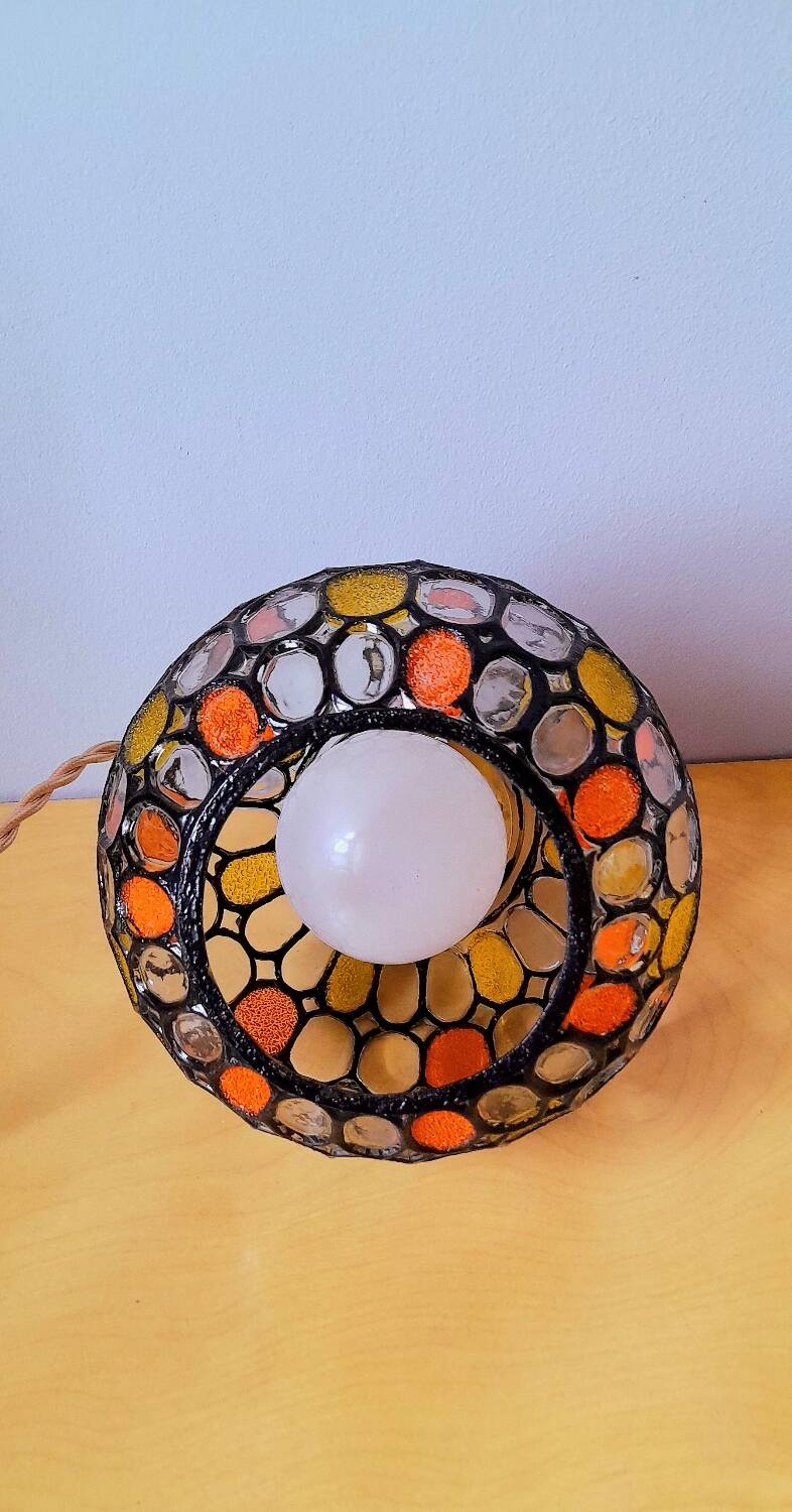 Colored glass portable lamp