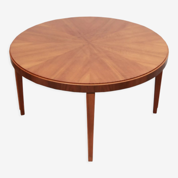 Table basse ronde des années 1950 en noyer