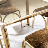 Table peinte en or et 4 chaises en tissu d'origine