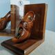 Wooden bookends with clog decoration, Breton craftsmanship, circa 1970