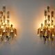 Pair of oscar torlasco wall lamps, triedri glass, italy, 1970