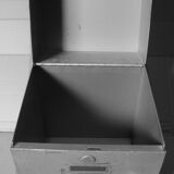 Large vintage gray metal file box (22.5 x 21 x 32 cm)