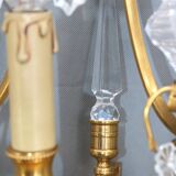 Pair of Louis XVI style gilded bronze & bohemian crystal sconces