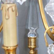 Pair of Louis XVI style gilded bronze & bohemian crystal sconces