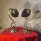 pair of Murano glass lamps bronze brass 1970 electric working 30x21 bedside tables