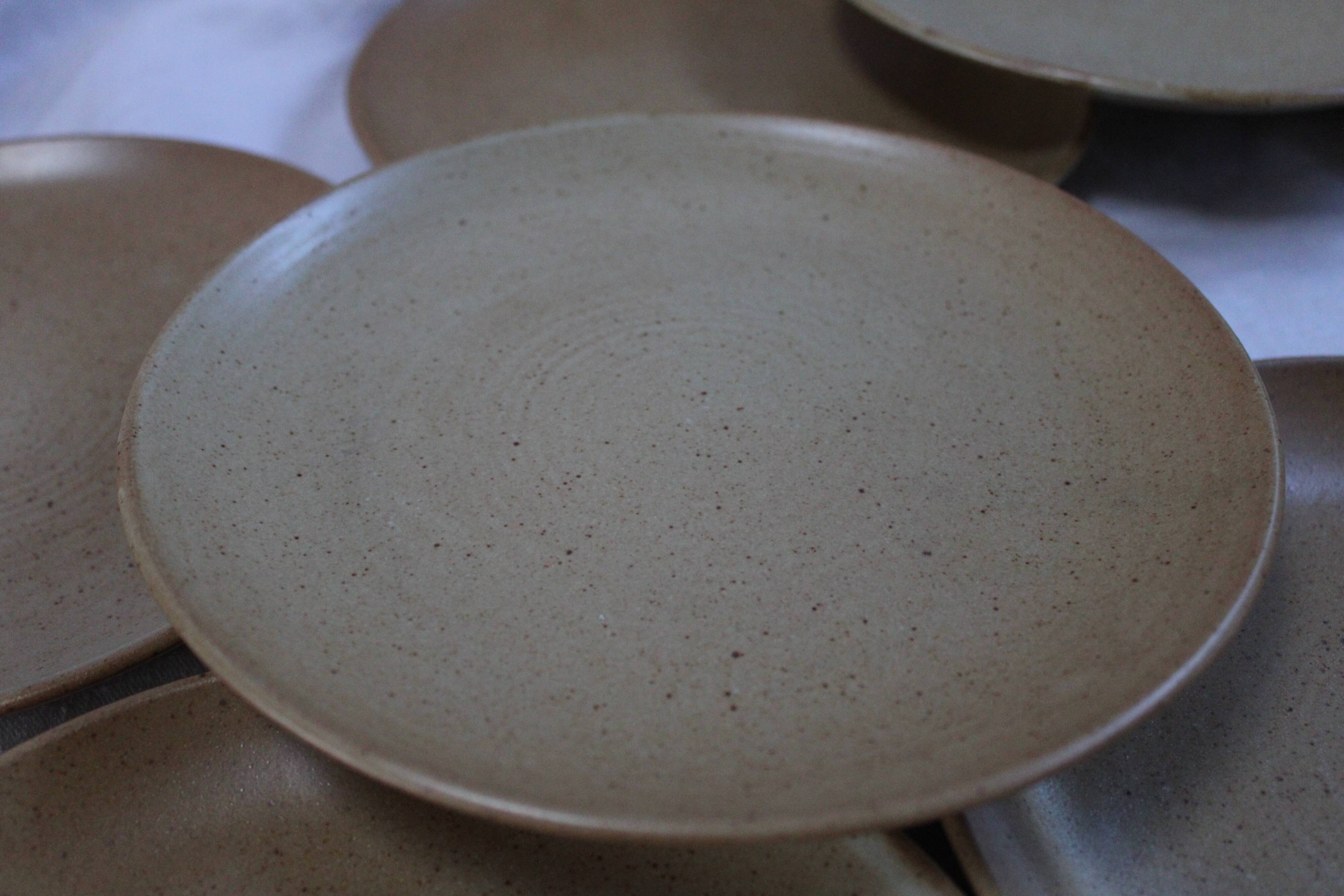 Set of 8 dessert plates Grès CNP Village France