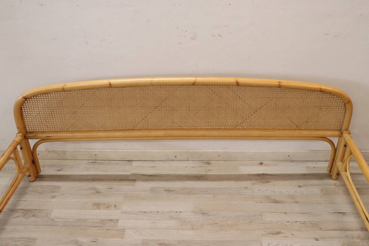 Bamboo and Vienna Straw Double Bed, 1980s