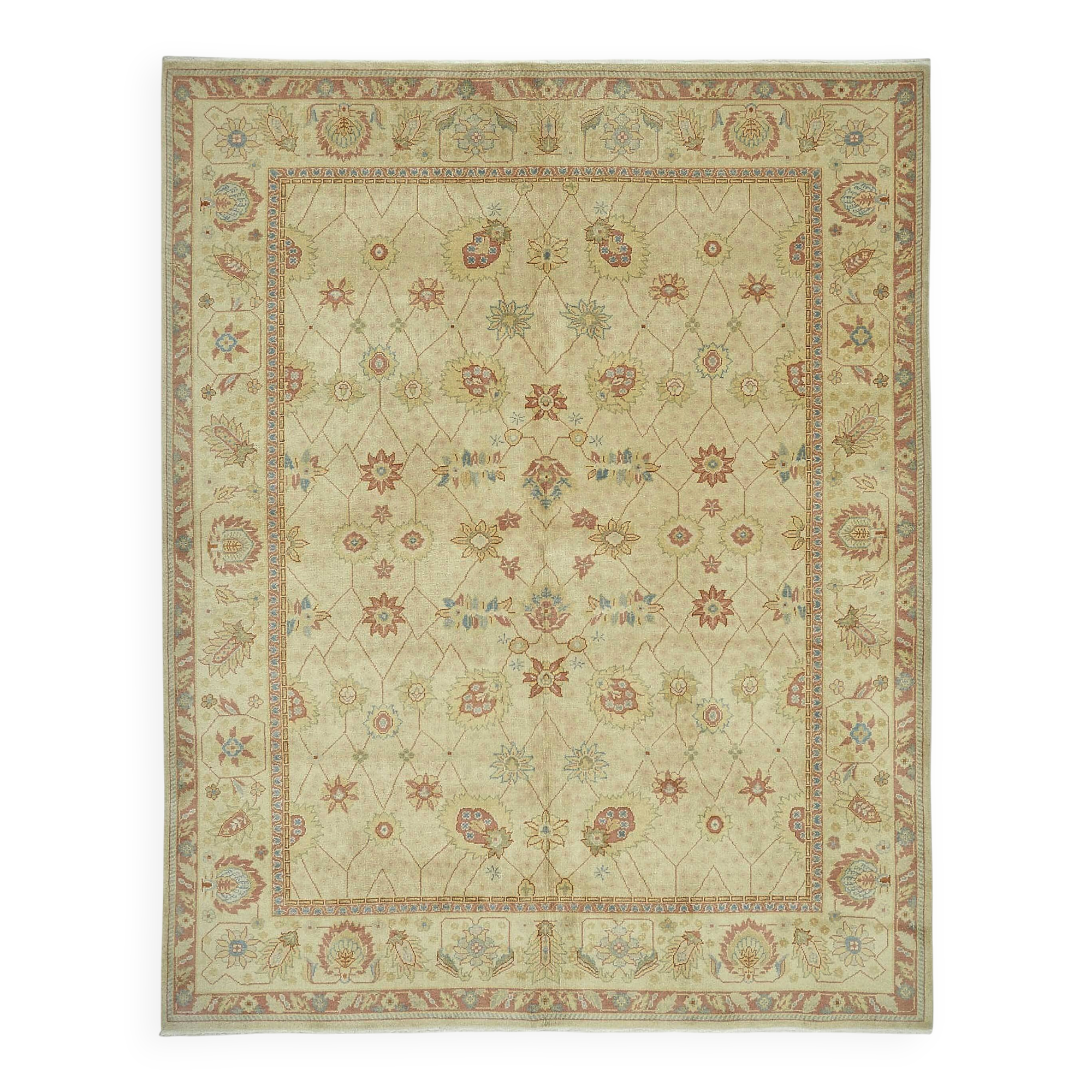 Turkish Handknotted Wool Oushak Rug 242 cm x 302 cm
