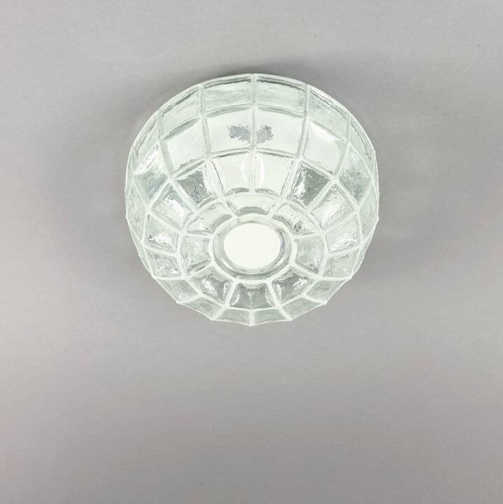 Mid-century modern white iron glass flush mount or ceiling light from limburg, germany, 1960s