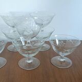 9 hand-cut art deco champagne glasses