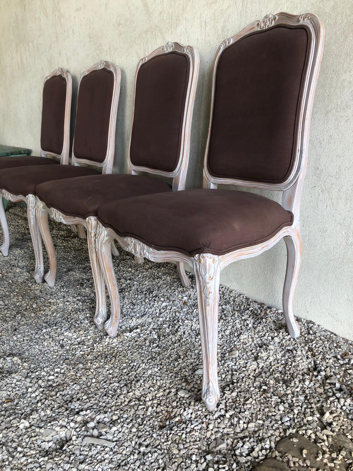 4 chairs type louis xv cerused