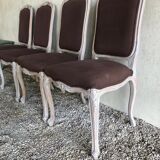 4 chaises type louis xv cérusées
