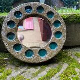 Round ceramic mirror signed IFO Denmark circa 1960
