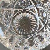 Bohemian cut crystal ashtray/pocket tray. Star/cross-hatched motifs.